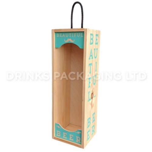 1 Bottle - Printed Wooden 'Beautiful Beer' Gift Box - 750ml | Beer Box Shop
