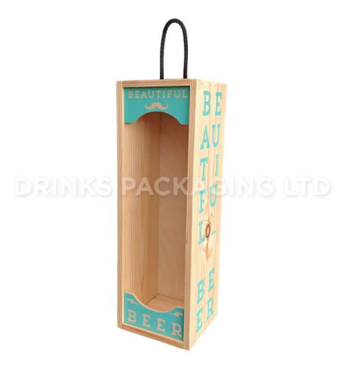 1 Bottle - Printed Wooden 'Beautiful Beer' Gift Box - 750ml | Beer Box Shop